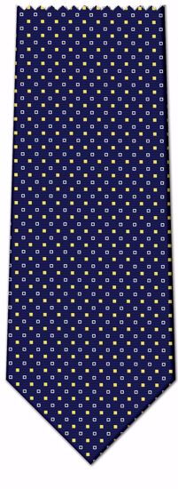 Picture of 100% SILK WOVEN  - BLUE WITH WHITE/YELLOW DOTS