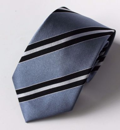 Picture of 100% SILK WOVEN - BLUE AND BLACK STRIPE
