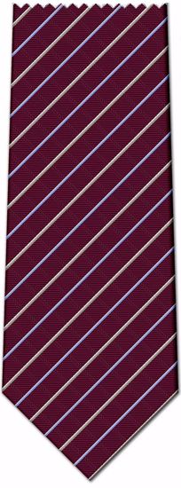 Picture of 100% SILK WOVEN - BURGANDY WITH LIGHT BLUE/GRAY STRIPES