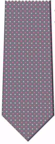 Picture of 100% SILK WOVEN - GRAY WITH WHITE/PINK DOTS