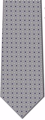 Picture of 100% SILK WOVEN - GREY WITH WHITE/NAVY DOTS