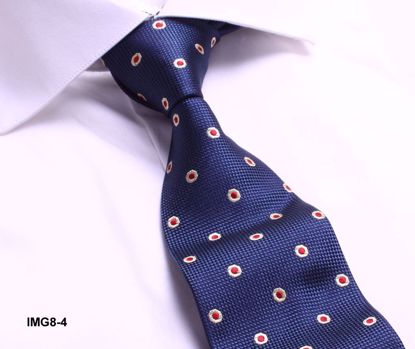 Picture of 100% SILK WOVEN DOT TIE - BLUE/RED DOTS