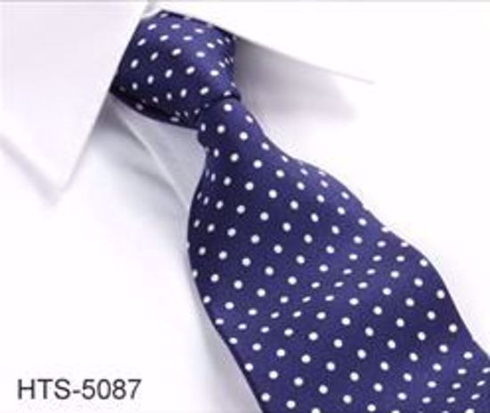 Picture of 100% SILK WOVEN MULTI-COLOR DOT TIE - BLUE/WHITE DOTS