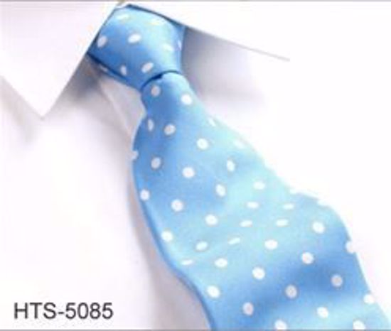 Picture of 100% SILK WOVEN MULTI-COLOR DOT TIE - LIGHT BLUE/WHITE DOTS