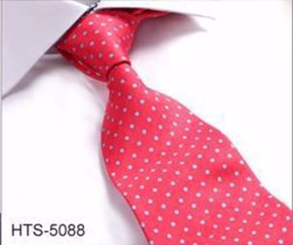 Picture of 100% SILK WOVEN MULTI-COLOR DOT TIE - RED/WHITE DOTS