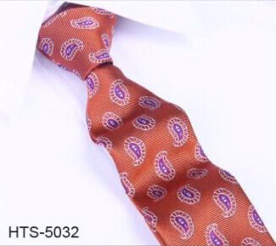 Picture of 100% SILK WOVEN MULTI-COLOR PAISLEY TIE - Orange