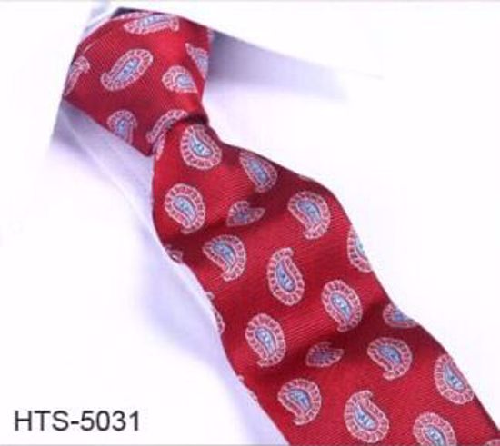 Picture of 100% SILK WOVEN MULTI-COLOR PAISLEY TIE - RED