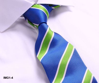 Picture of 100% SILK WOVEN MULTI-COLOR STRIPE TIE - BLUE/GREEN STRIPE