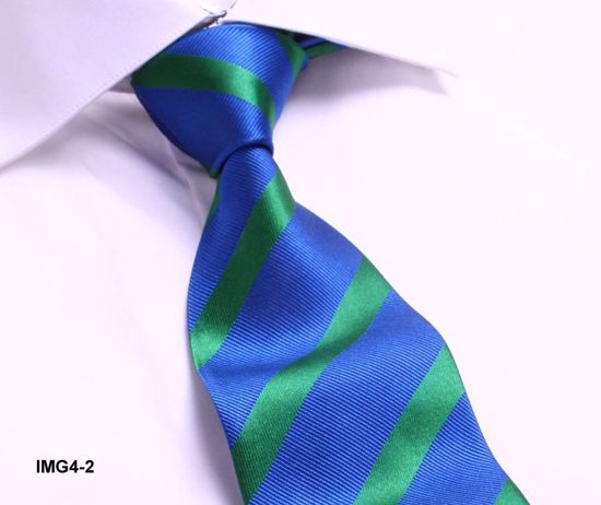 Picture of 100% SILK WOVEN MULTI-COLOR STRIPE TIE - BLUE/GREEN STRIPE