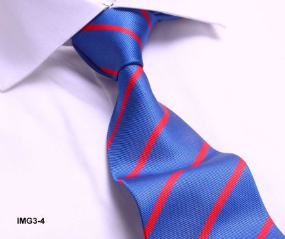 Picture of 100% SILK WOVEN MULTI-COLOR STRIPE TIE - BLUE/RED STRIPE