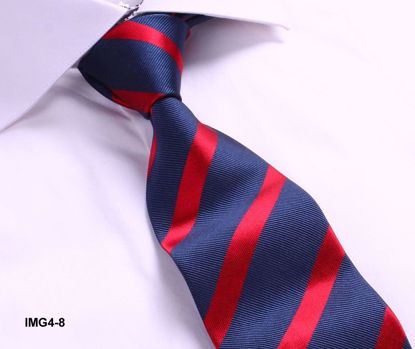 Picture of 100% SILK WOVEN MULTI-COLOR STRIPE TIE - BLUE/RED STRIPE