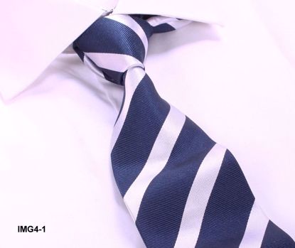 Picture of 100% SILK WOVEN MULTI-COLOR STRIPE TIE - BLUE/WHITE STRIPE