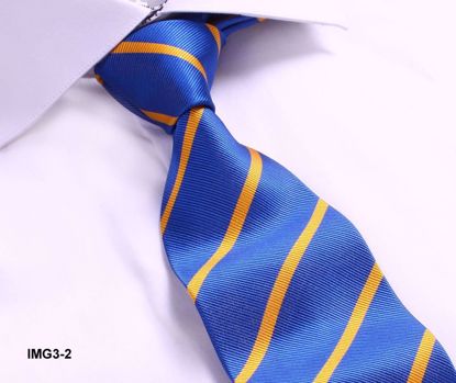 Picture of 100% SILK WOVEN MULTI-COLOR STRIPE TIE - BLUE/YELLOW STRIPE