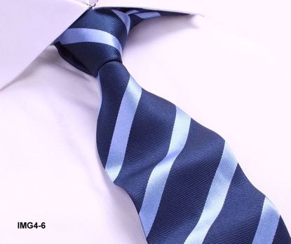 Picture of 100% SILK WOVEN MULTI-COLOR STRIPE TIE - DARK BLUE/LIGHT BLUE STRIPE