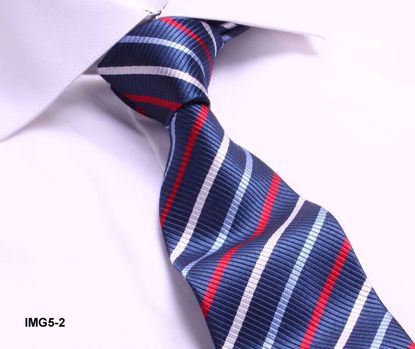 Picture of 100% SILK WOVEN MULTI-COLOR STRIPE TIE - DARK BLUE/MULTI-COLOR STRIPES