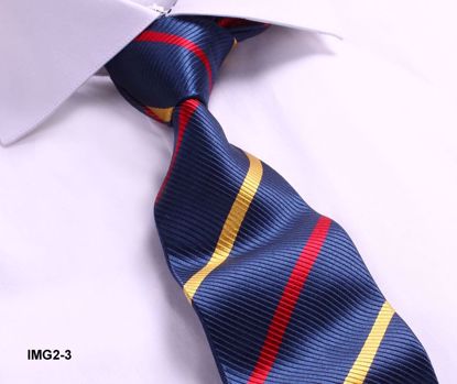 Picture of 100% SILK WOVEN MULTI-COLOR STRIPE TIE - DARK BLUE/MULTI-STRIPE