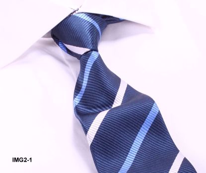 Picture of 100% SILK WOVEN MULTI-COLOR STRIPE TIE - DARK BLUE/MULTI-STRIPE