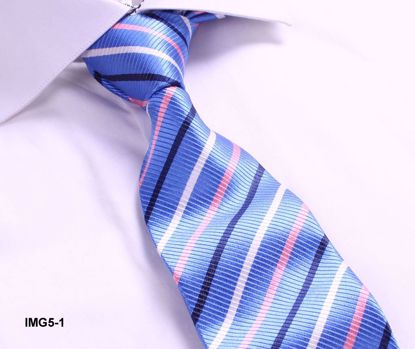 Picture of 100% SILK WOVEN MULTI-COLOR STRIPE TIE - LIGHT BLUE/MULTI-COLOR STRIPES