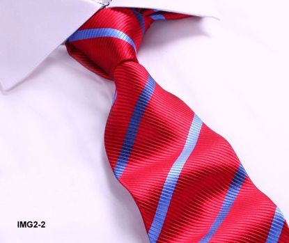 Picture of 100% SILK WOVEN MULTI-COLOR STRIPE TIE - RED/BLUE STRIPE