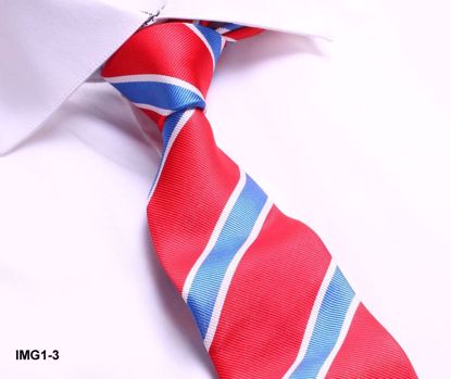 Picture of 100% SILK WOVEN MULTI-COLOR STRIPE TIE - RED/BLUE STRIPE