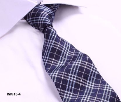 Picture of 100% SILK WOVEN PLAID TIE - BLUE PLAID