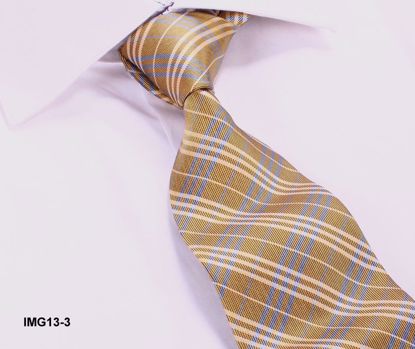 Picture of 100% SILK WOVEN PLAID TIE - GOLD PLAID