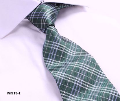Picture of 100% SILK WOVEN PLAID TIE - GREEN PLAID