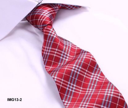 Picture of 100% SILK WOVEN PLAID TIE - RED PLAID