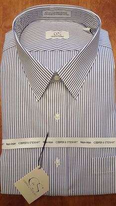 Picture of Banker's Stripe Spread Collar Wrinkle Free (2 Color Options)