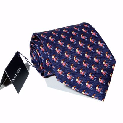 Picture of Blue - 100% SILK WOVEN GEOMETRIC NECKTIE