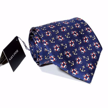 Picture of Blue - 100% SILK WOVEN GEOMETRIC NECKTIE