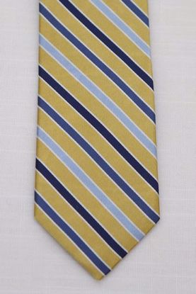 Picture of Gold - 100% SILK WOVEN MULTI COLORED BAR STRIPE NECKTIE