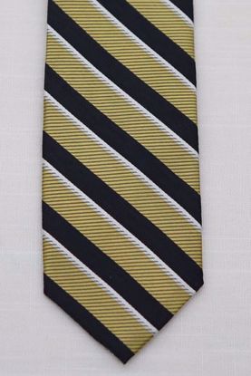 Picture of Gold - 100% SILK WOVEN TEXTURED MULTI COLORED STRIPE NECKTIE