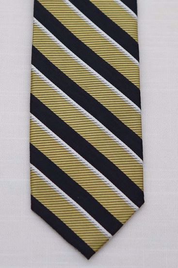 Picture of Gold - 100% SILK WOVEN TEXTURED MULTI COLORED STRIPE NECKTIE