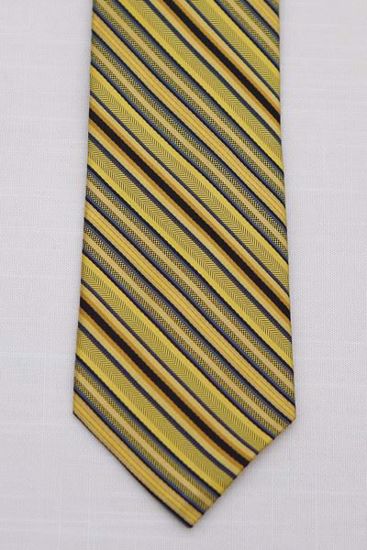 Picture of Gold -100% SILK WOVEN TEXTURED MINI STRIPE NECKTIE