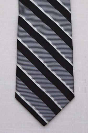 Picture of Grey - 100% SILK WOVEN TEXTURED MULTI COLORED STRIPE NECKTIE