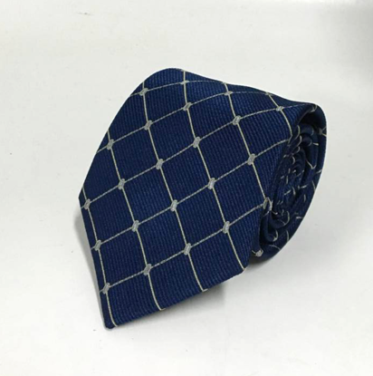 Picture of Navy 100% Silk Woven Geometric Pattern Necktie