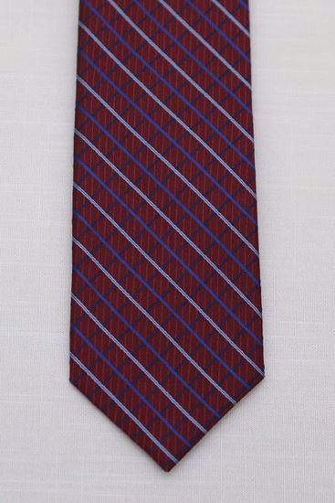 Picture of Red - 100% SILK WOVEN TEXTURED GRID NECKTIE