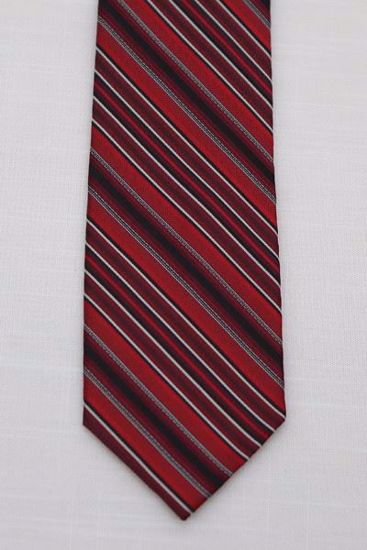 Picture of Red - 100% SILK WOVEN TEXTURED MINI STRIPE NECKTIE