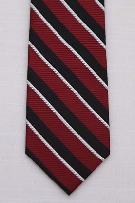 Picture of Red - 100% SILK WOVEN TEXTURED MULTI COLORED STRIPE NECKTIE