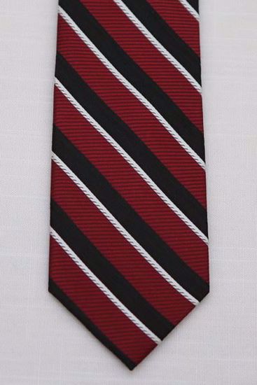 Picture of Red - 100% SILK WOVEN TEXTURED MULTI COLORED STRIPE NECKTIE