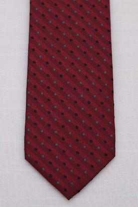 Picture of Red - 100% SILK WOVEN TEXTURED PIN DOT NECKTIE
