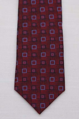 Picture of Red - 100% SILK WOVEN TEXTURED TOSSED BOX NECKTIE