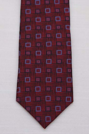 Picture of Red - 100% SILK WOVEN TEXTURED TOSSED BOX NECKTIE