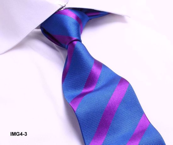 Picture of SILK WOVEN MULTI-COLOR STRIPE TIE - BLUE/PURPLE STRIPE