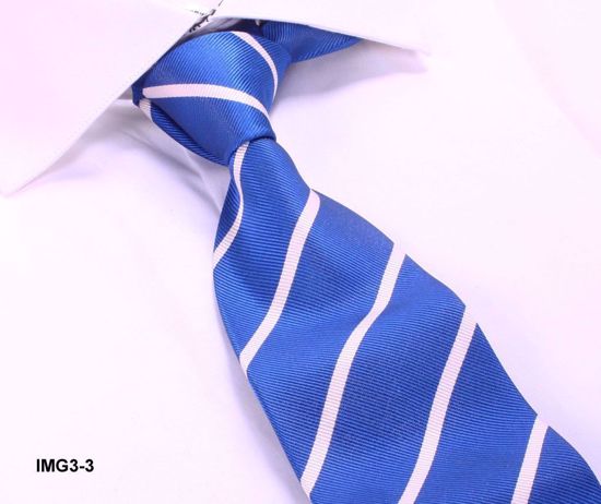 Picture of SILK WOVEN MULTI-COLOR STRIPE TIE - BLUE/WHITE STRIPE