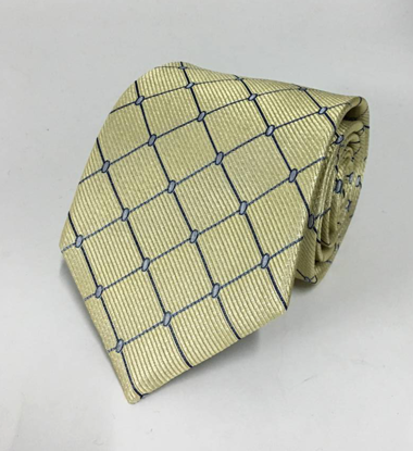 Picture of Yellow 100% Silk Woven Geometric Pattern Necktie