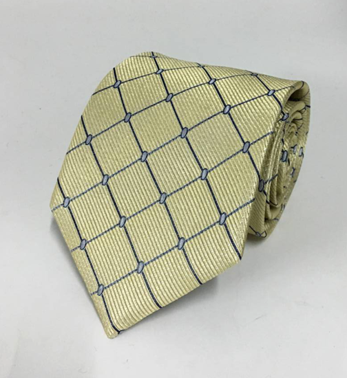 Picture of Yellow 100% Silk Woven Geometric Pattern Necktie