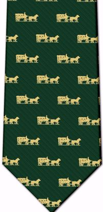 Picture of 100% SILK WOVEN  - HUNTER GREEN WITH GOLD HORSE AND CARRIAGE LOGO