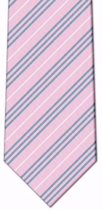 Picture of 100% Silk Woven Stripe Tie - Pink
